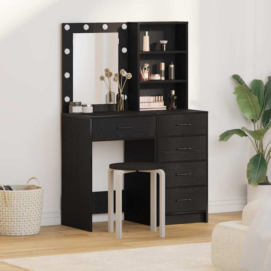 Novaro Öltözködőasztal 2 db Fekete 50 x 41 x 135 cm Szerelt Fa