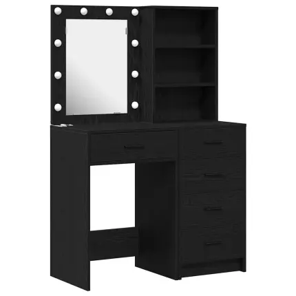 Novaro Öltözködőasztal 2 db Fekete 50 x 41 x 135 cm Szerelt Fa