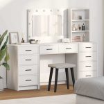 Novaro Öltözködőasztal 3 db Fehér 78,5 x 41 x 135 cm Szerelt Fa