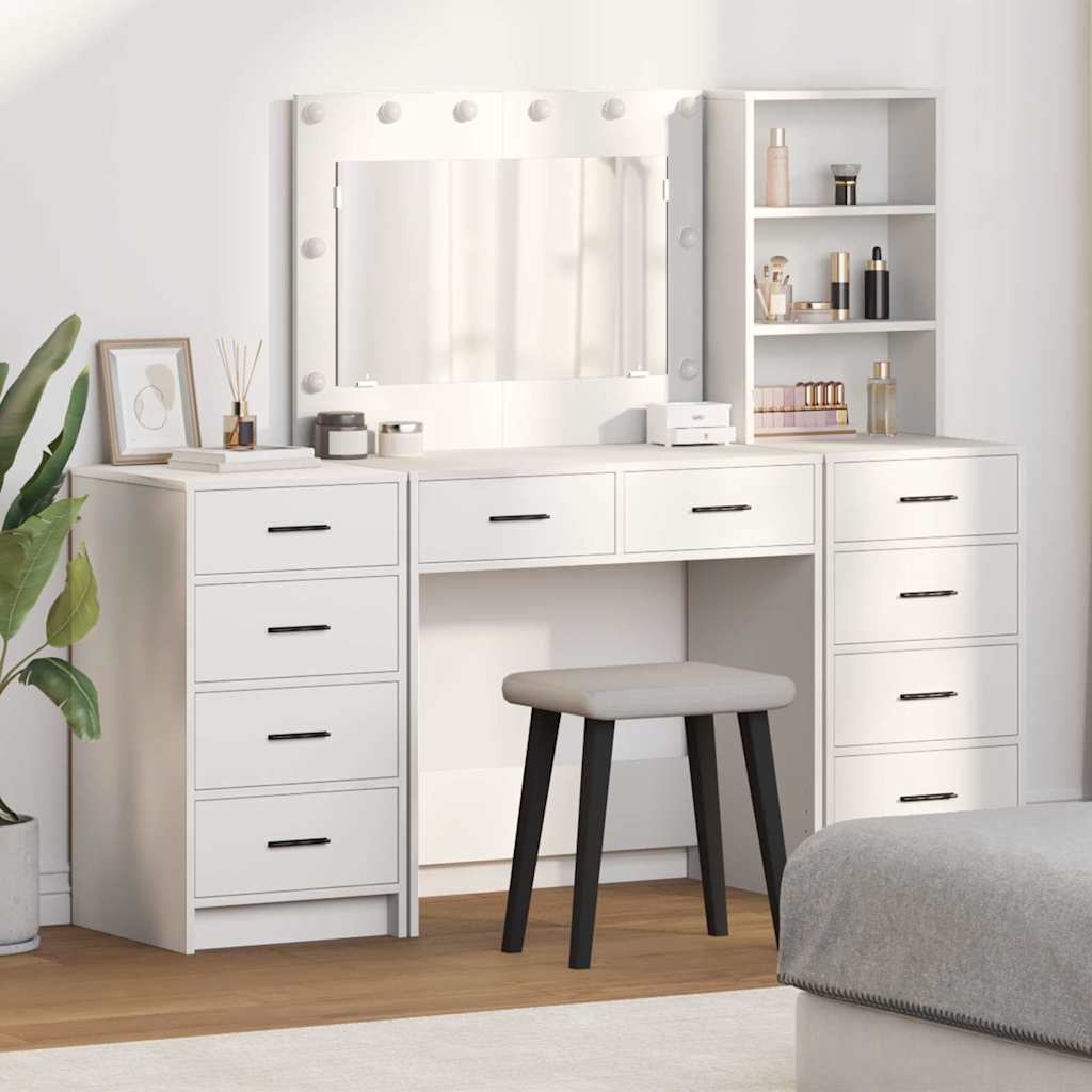 Novaro Öltözködőasztal 3 db Fehér 78,5 x 41 x 135 cm Szerelt Fa