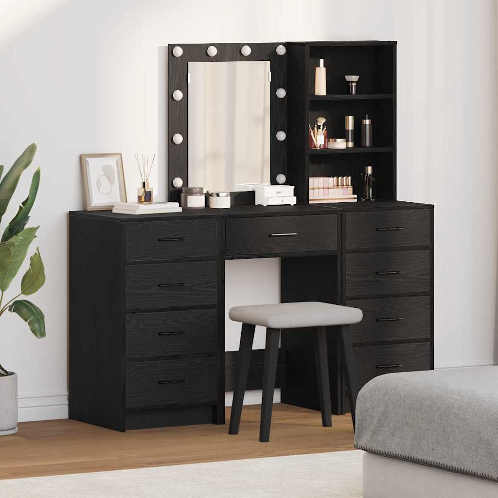 Novaro Öltözködőasztal 3 db Fekete 40 x 41 x 135 cm Szerelt Fa