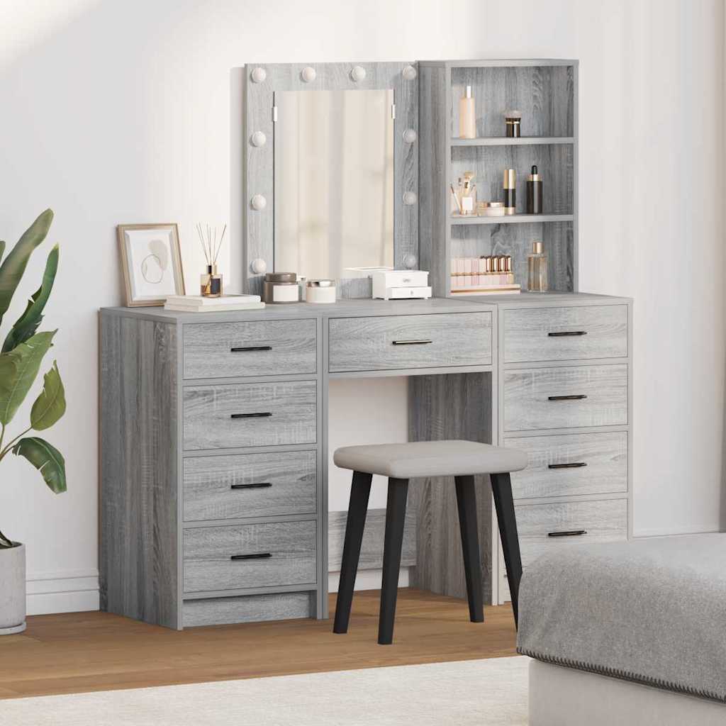 Novaro Öltözködőasztal 3 db Szürke 40 x 41 x 135 cm Szerelt Fa