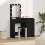 Novaro Öltözködőasztal 2 db Fekete 50 x 41 x 135 cm Szerelt Fa