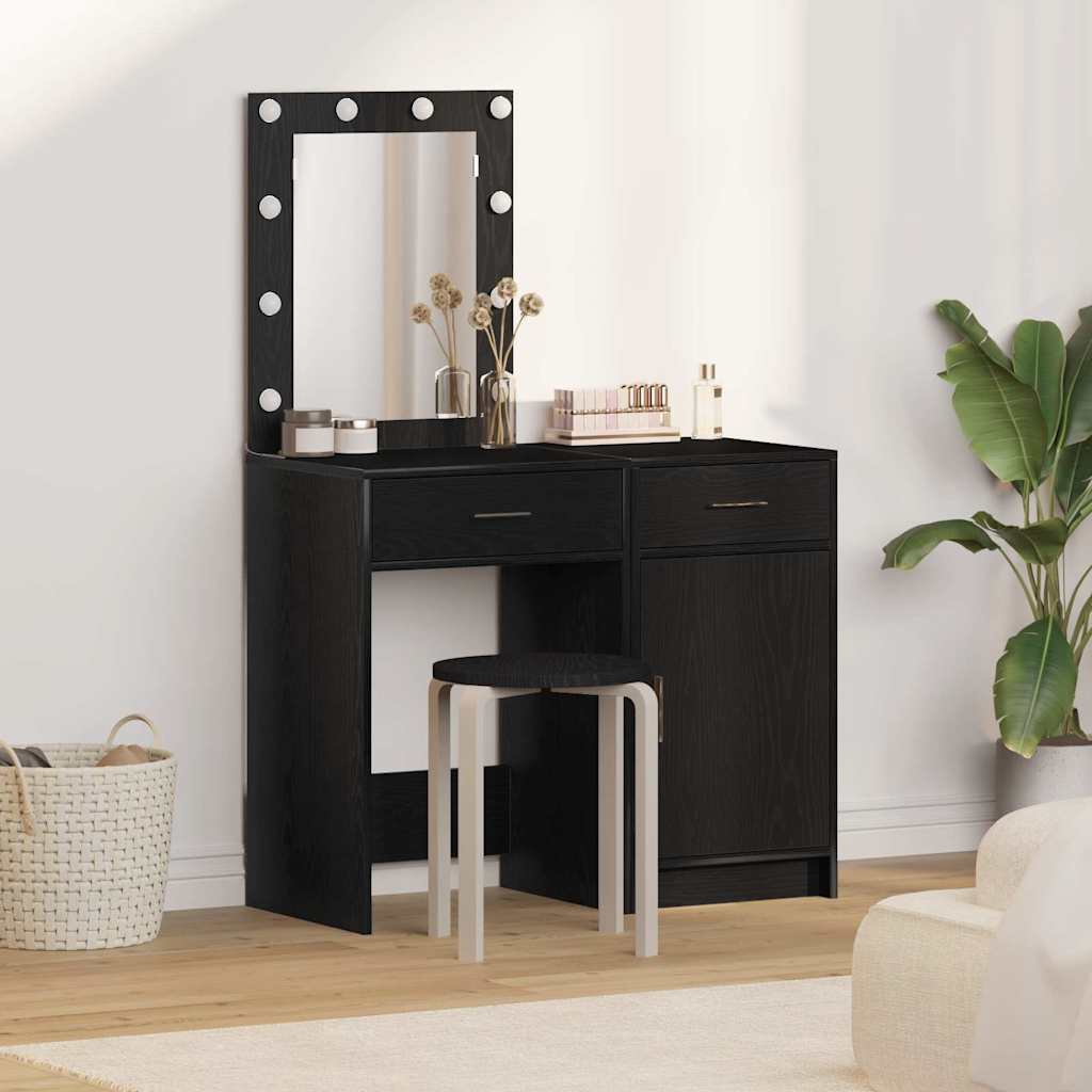 Novaro Öltözködőasztal 2 db Fekete 50 x 41 x 135 cm Szerelt Fa
