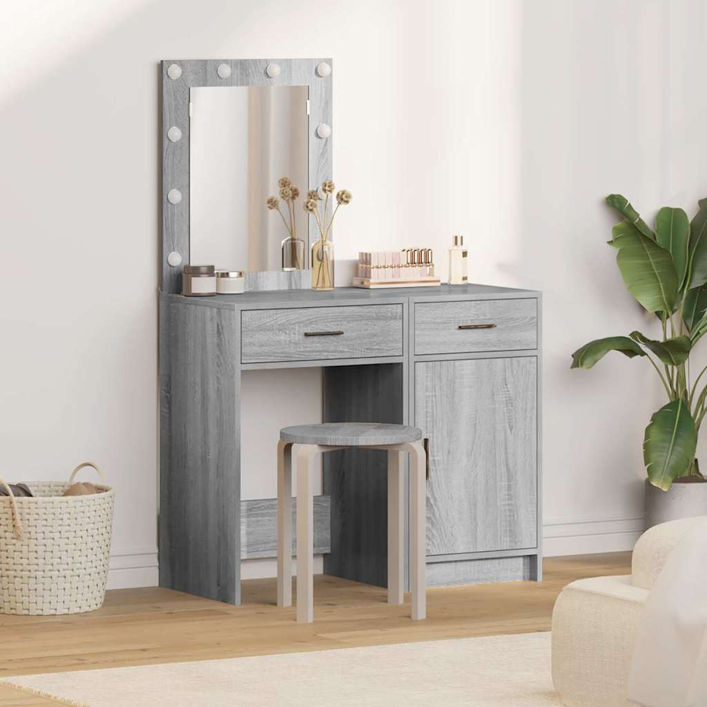 Novaro Öltözködőasztal 2 db Szürke 50 x 41 x 135 cm Szerelt Fa