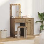 Novaro Öltözködőasztal 2 db Barna 50 x 41 x 135 cm Szerelt Fa