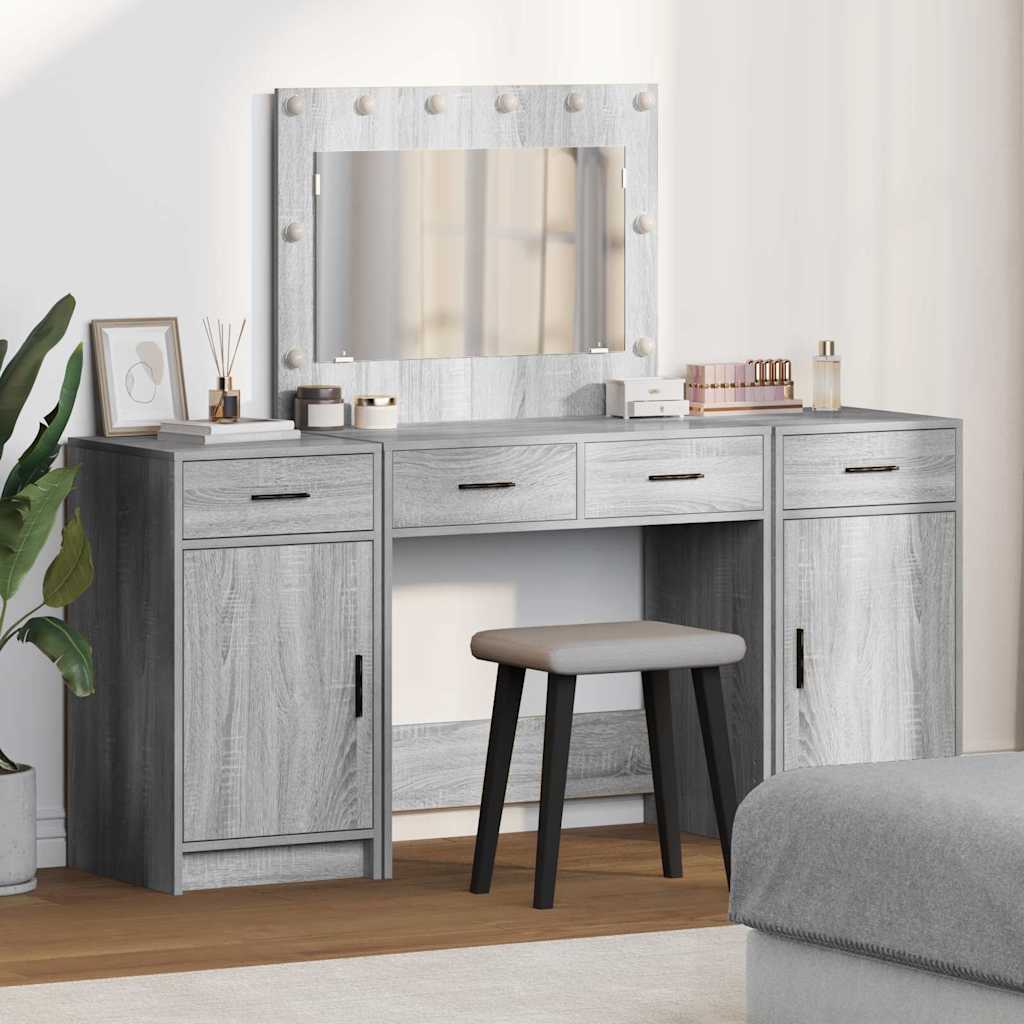 Novaro Öltözködőasztal 3 db Szürke 78,5 x 41 x 135 cm Szerelt Fa