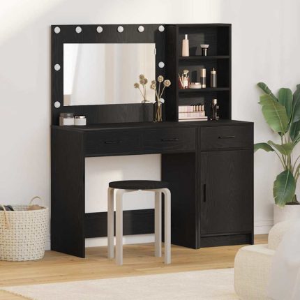 Novaro Öltözködőasztal 2 db Fekete 78,5 x 41 x 135 cm Szerelt Fa