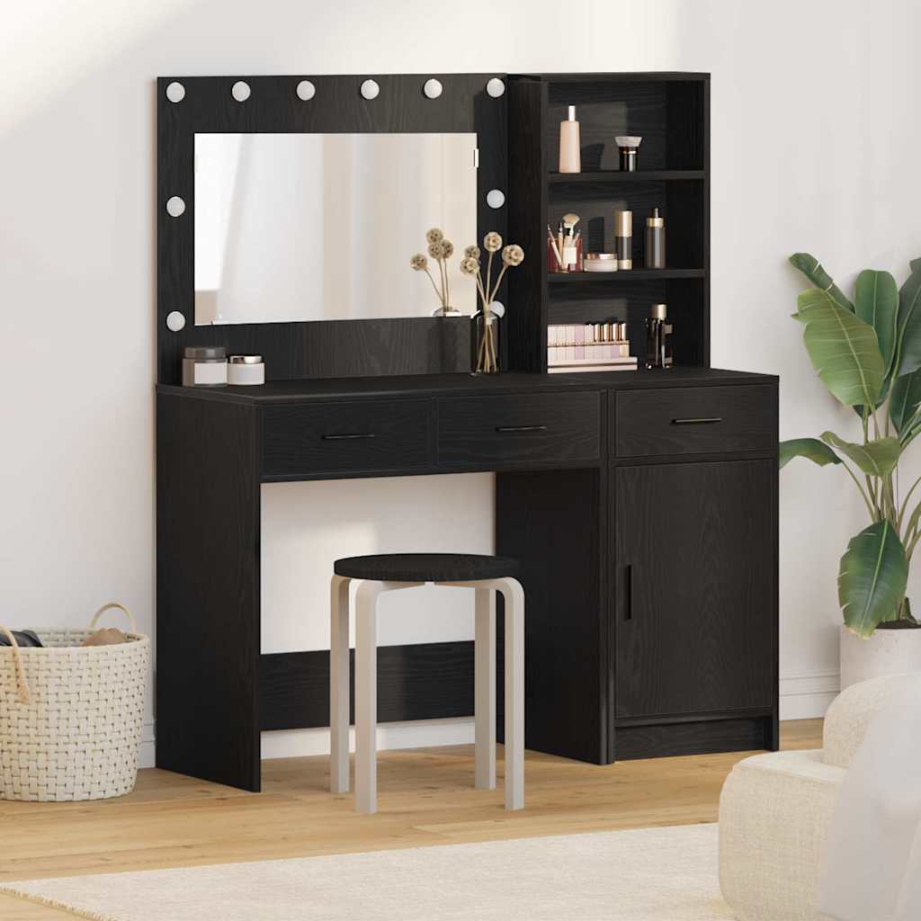 Novaro Öltözködőasztal 2 db Fekete 78,5 x 41 x 135 cm Szerelt Fa