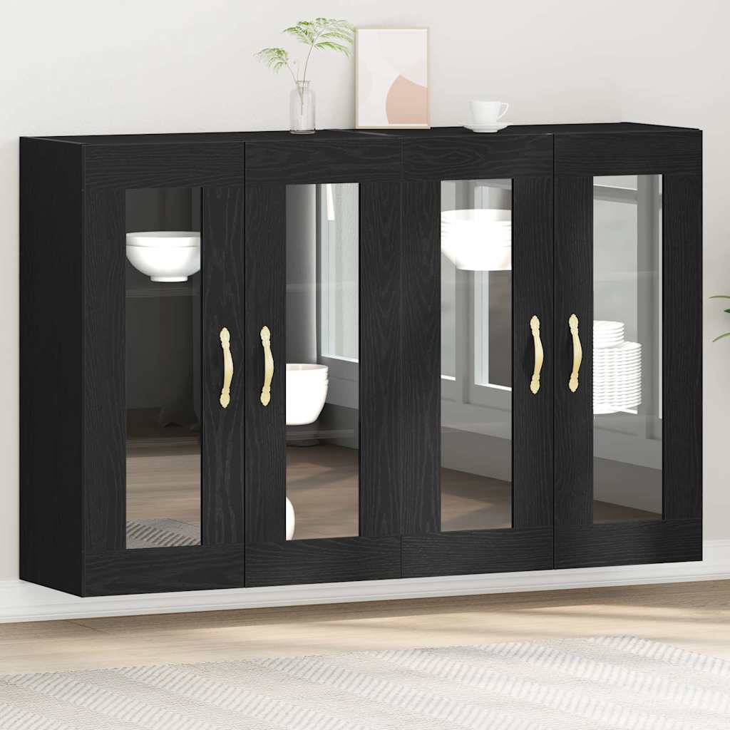 Novaro Fali Szekrények 2 db Fekete tölgy 69,5 x 34 x 90 cm Szerelt Fa