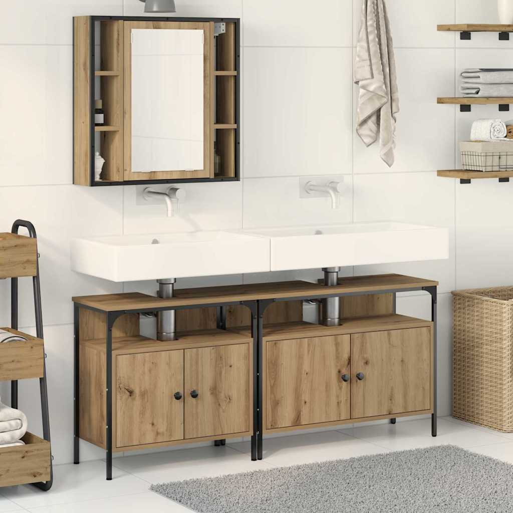 Novaro Fürdőszobai Mosdószekrények 3 db Barna 80 x 30 x 60 cm