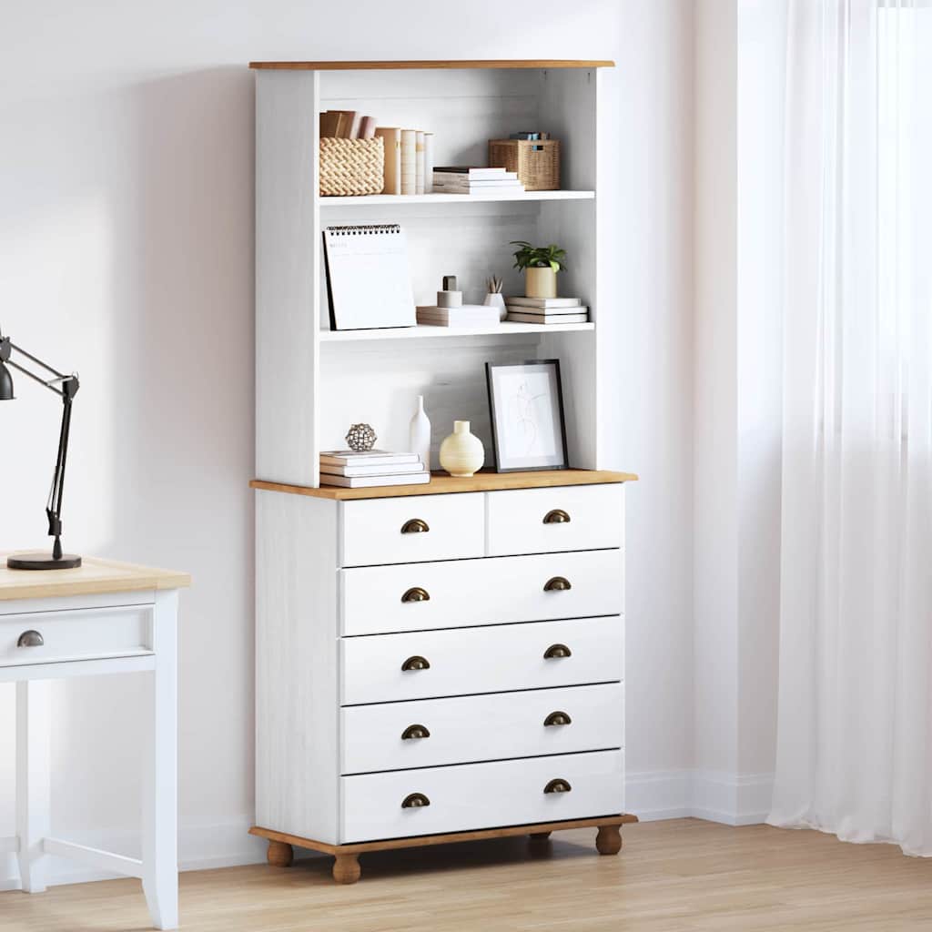 Novaro Kagy fiókkal ASKIM Fehér 91 x 40 x 200,5 cm Tömör fenyőfa