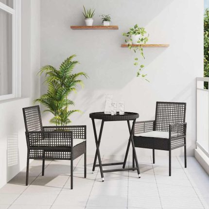 Novaro Kert Bistro Készlet 3 db Fekete polirattan