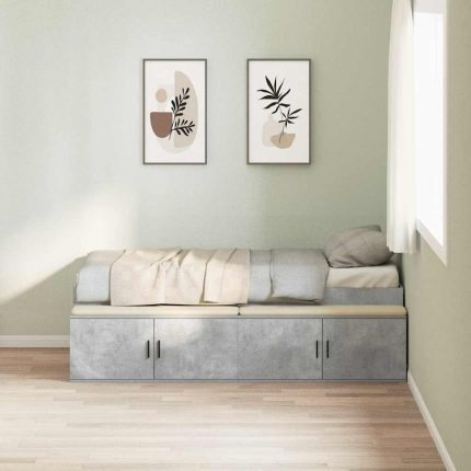 Novaro Ágykeret fiókkal tárolóval Beton Szürke 100 x 200 cm Szerelt Fa