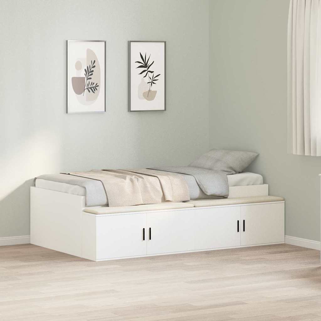 Novaro Ágykeret fiókkal tárolóval ajtóval Fehér 80 x 200 cm Szerelt Fa