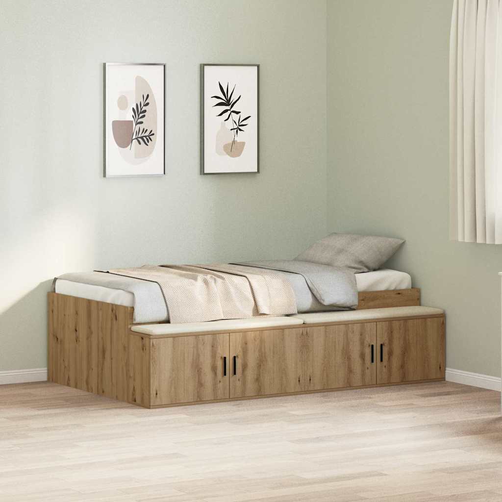 Novaro Ágykeret fiókkal tárolóval Artisan tölgy 80 x 200 cm Szerelt Fa