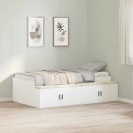 Novaro Ágykeret fiókkal tárolóval ajtóval Fehér 90 x 190 cm Szerelt Fa