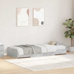 Novaro Ágykeret fiókkal tárolóval Beton Szürke 90 x 200 cm Szerelt Fa