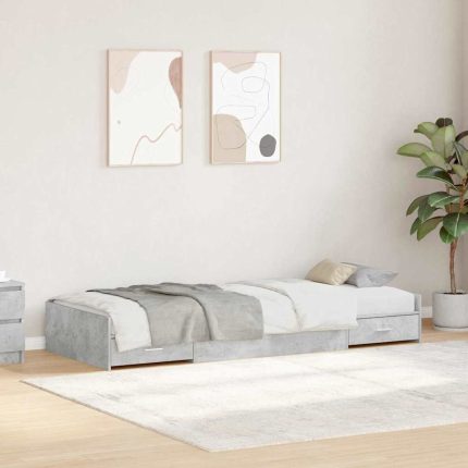 Novaro Ágykeret fiókkal tárolóval Beton Szürke 90 x 200 cm Szerelt Fa