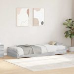 Novaro Ágykeret fiókkal tárolóval Szürke Sonoma 90 x 200 cm Szerelt Fa