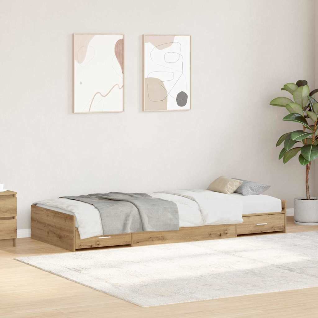 Novaro Ágykeret fiókkal tárolóval Artisan tölgy 90 x 200 cm Szerelt Fa