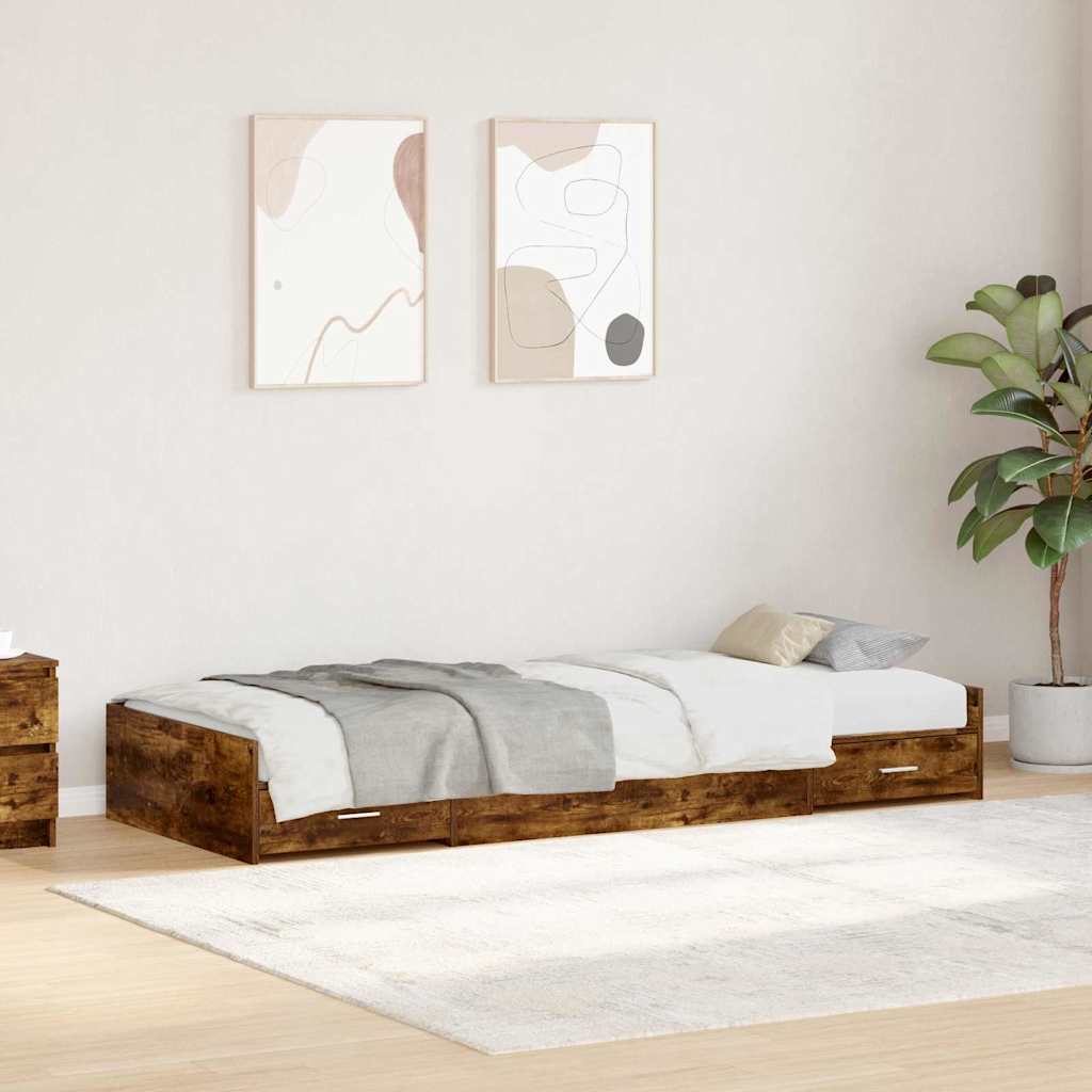 Novaro Ágykeret fiókkal tárolóval Füstölt tölgy 80 x 200 cm Szerelt Fa