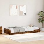 Novaro Ágykeret fiókkal tárolóval Füstölt tölgy 75 x 190 cm Szerelt Fa
