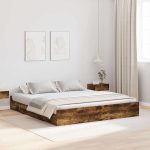 Novaro Ágykeret tárolóval Füstölt tölgy 200 x 200 cm Szerelt Fa