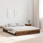 Novaro Ágykeret tárolóval fiókkal Öreg fa 200 x 200 cm Szerelt Fa