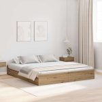 Novaro Ágykeret tárolóval Artisan tölgy 200 x 200 cm Szerelt Fa