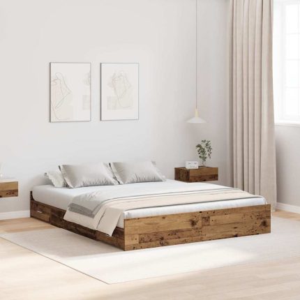Novaro Ágykeret tárolóval fiókkal Öreg fa 140 x 200 cm Szerelt Fa