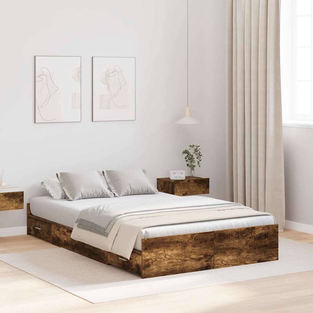 Novaro Ágykeret tárolóval Füstölt tölgy 120 x 200 cm Szerelt Fa