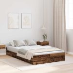 Novaro Ágykeret tárolóval fiókkal Öreg fa 120 x 200 cm Szerelt Fa