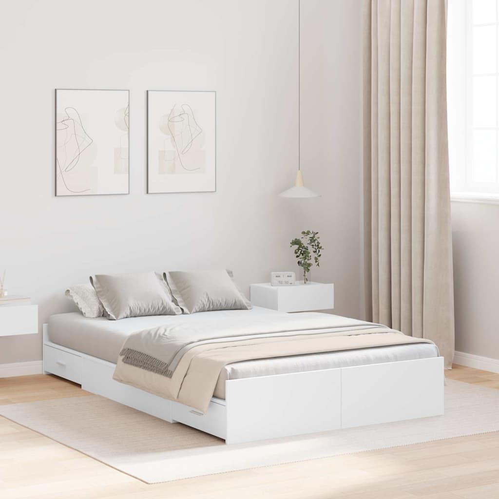 Novaro Ágykeret tárolóval fiókkal Fehér 120 x 190 cm Szerelt Fa