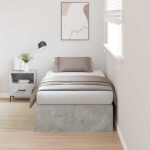 Novaro Ágykeret tárolóval ajtóval Beton Szürke 90 x 200 cm Szerelt Fa