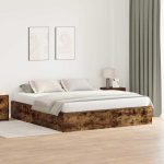 Novaro Ágykeret tárolóval Füstölt tölgy 200 x 200 cm Szerelt Fa