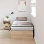 Novaro Ágykeret tárolóval ajtóval Sonoma tölgy 90 x 190 cm Szerelt Fa