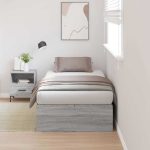 Novaro Ágykeret tárolóval ajtóval Szürke Sonoma 90 x 190 cm Szerelt Fa