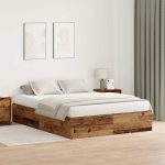Novaro Ágykeret tárolóval tárolóval Öreg fa 135 x 190 cm Szerelt Fa