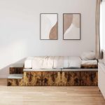 Novaro Ágykeret tárolóval polcokkal Füstölt tölgy 90 cm Szerelt Fa