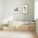 Novaro Ágykeret tárolóval polcokkal Sonoma tölgy 75 cm Szerelt Fa