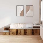 Novaro Ágykeret tárolóval polcokkal tárolóval Öreg fa 75 cm Szerelt Fa