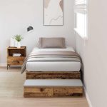 Novaro Ágykeret tárolóval fiókkal tárolóval Öreg fa 80 cm Szerelt Fa
