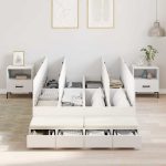 Novaro Ágykeret tárolóval fiókkal tárolóval Fehér 120 cm Szerelt Fa