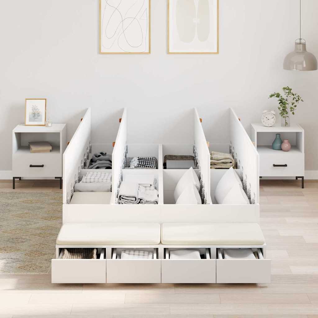 Novaro Ágykeret tárolóval fiókkal tárolóval Fehér 120 cm Szerelt Fa