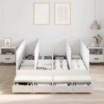 Novaro Ágykeret tárolóval fiókkal tárolóval Fehér 150 cm Szerelt Fa