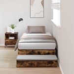 Novaro Ágykeret tárolóval fiókkal Füstölt tölgy 90 cm Szerelt Fa
