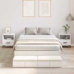 Novaro Ágykeret tárolóval fiókkal tárolóval Fehér 120 cm Szerelt Fa