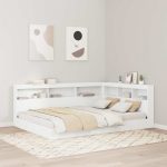 Novaro Könyvespolcos Ágy polcokkal Fehér 140 x 200 cm Szerelt Fa
