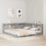 Novaro Könyvespolcos Ágy Beton szürke 180 x 200 cm Szerelt Fa